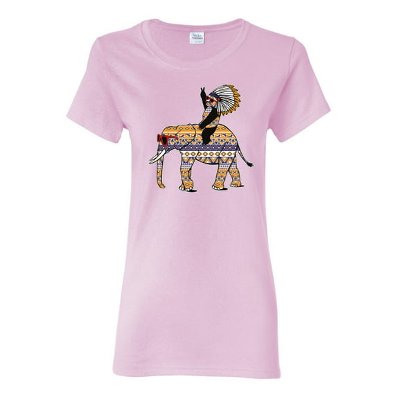 Wild Bobby, Cute Colorful Elephant Squirrel Mosaic, Animal Lover, Women Graphic Tee, Light Pink, Medium