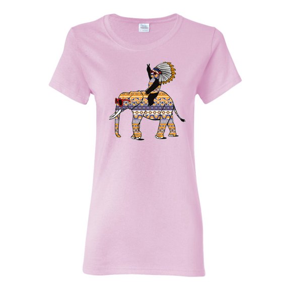 Wild Bobby, Cute Colorful Elephant Squirrel Mosaic, Animal Lover, Women Graphic Tee, Light Pink, Small