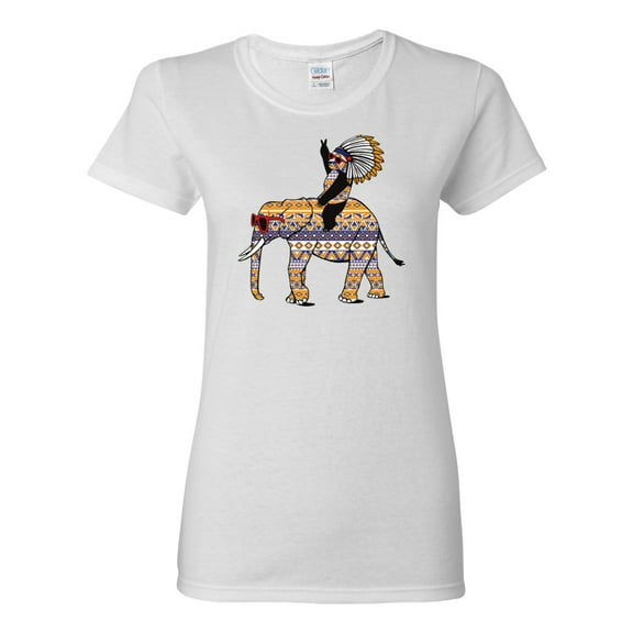 Wild Bobby, Cute Colorful Elephant Squirrel Mosaic, Animal Lover, Women Graphic Tee, White, Large