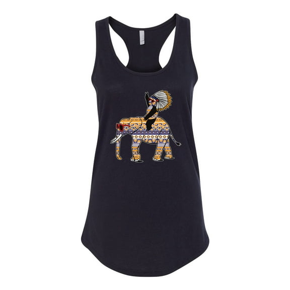 Wild Bobby, Cute Colorful Elephant Squirrel Mosaic, Animal Lover, Women Racerback Tank Top, Black, Small