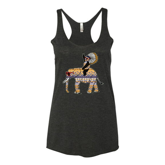 Wild Bobby, Cute Colorful Elephant Squirrel Mosaic, Animal Lover, Women Tri-Blend Racerback Tank Top, Vintage Black, Small