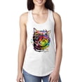 thumbnail image 1 of Wild Bobby, Cute Colorful Rainbow Cat Animal Lover Ladies Racerback Tank Top, White, Medium, 1 of 3