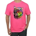 thumbnail image 1 of Wild Bobby, Cute Colorful Rainbow Cat Animal Lover Men's Graphic T-Shirt, Neon Pink, Large, 1 of 3