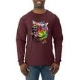 thumbnail image 1 of Wild Bobby, Cute Colorful Rainbow Cat Animal Lover Mens Long Sleeve Shirt, Maroon, X-Large, 1 of 3