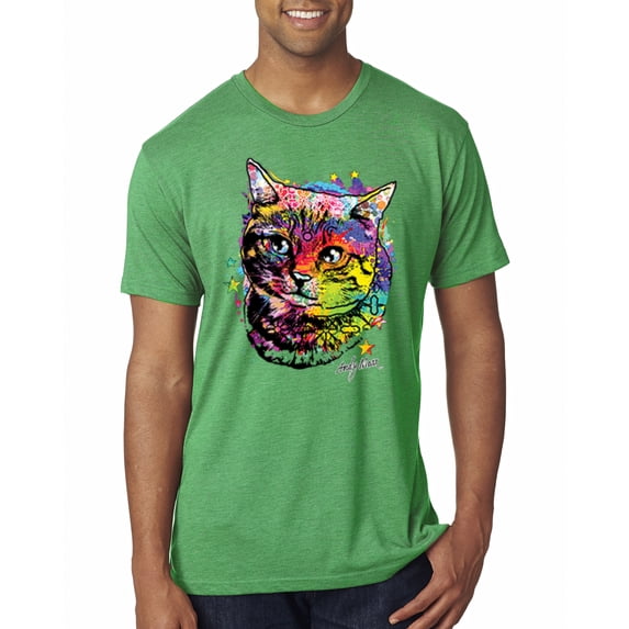 Wild Bobby, Cute Colorful Rainbow Cat Animal Lover Mens Premium Tri Blend T-Shirt, Envy, Small