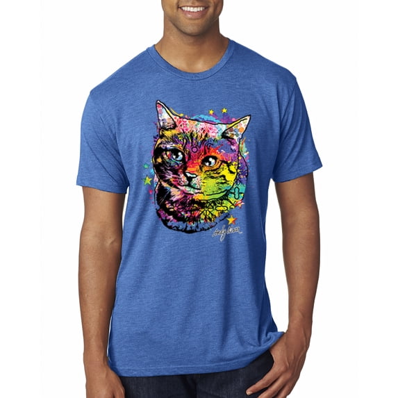 Wild Bobby, Cute Colorful Rainbow Cat Animal Lover Mens Premium Tri Blend T-Shirt, Vintage Royal, Small