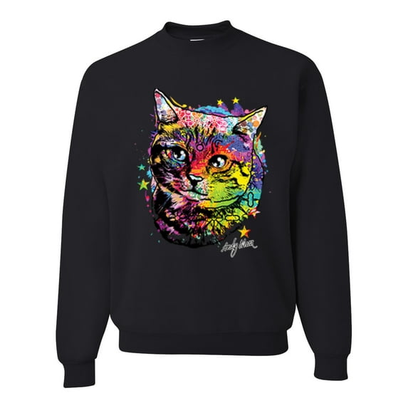 Wild Bobby, Cute Colorful Rainbow Cat Animal Lover Unisex Crewneck Graphic Sweatshirt, Black, Small