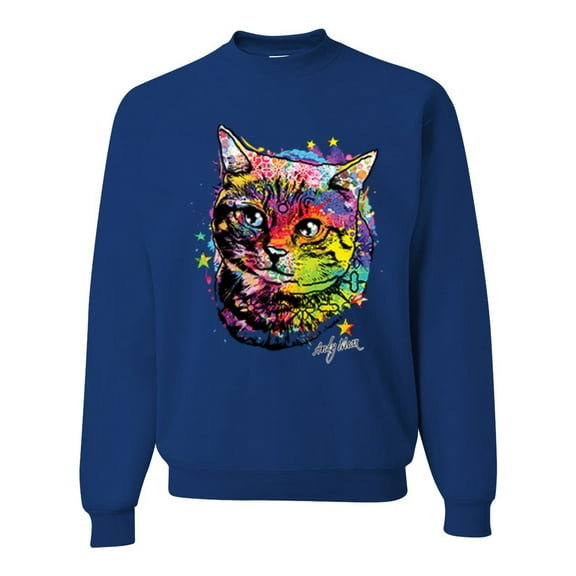 Wild Bobby, Cute Colorful Rainbow Cat Animal Lover Unisex Crewneck Graphic Sweatshirt, Royal, 2XL