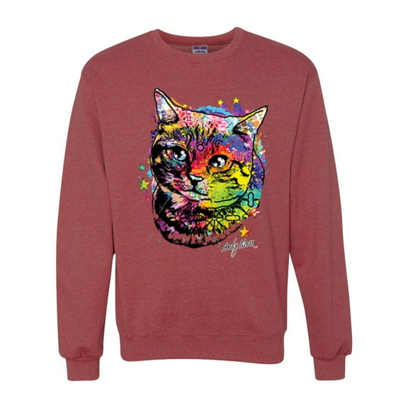 Wild Bobby, Cute Colorful Rainbow Cat Animal Lover Unisex Crewneck Graphic Sweatshirt, Vintage Heather Red, 2XL