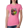 thumbnail image 1 of Wild Bobby, Cute Colorful Rainbow Cat Animal Lover Womens Slim Fit Junior Tee, Hot Pink, 2XL, 1 of 3