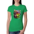 thumbnail image 1 of Cute Colorful Rainbow Cat Animal Lover Womens Slim Fit Junior Tee, Kelly, 2XL, 1 of 3