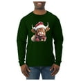 thumbnail image 1 of Wild Bobby Cute Fluffy Christmas Cow with Santa Hat, Cute Christmas Design Sweater | Holiday Men Long Sleeve Shirt, 1 of 5