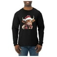 thumbnail image 1 of Wild Bobby Cute Fluffy Christmas Cow with Santa Hat, Cute Christmas Design Sweater | Holiday Men Long Sleeve Shirt, 1 of 5