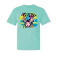 thumbnail image 1 of Wild Bobby,Cute Happy Smiling Dog Rainbow Pitbull Dog Lover Garment-Dyed Washed Look Short Sleeve Tees, Mint, Large, 1 of 3