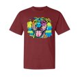 thumbnail image 1 of Wild Bobby,Cute Happy Smiling Dog Rainbow Pitbull Dog Lover Garment-Dyed Washed Look Short Sleeve Tees, Tomato, Medium, 1 of 3