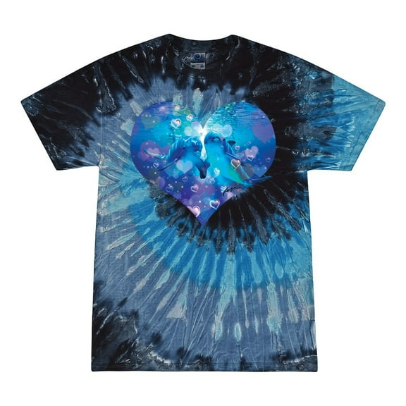 Wild Bobby, Cute Heart Shaped Couple Dolphins, Animal Lover, Tie-Dye Tees, Evening Sky, Small