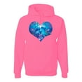 thumbnail image 1 of Wild Bobby, Cute Heart Shaped Couple Dolphins, Animal Lover, Unisex Graphic Hoodie Sweatshirt, Neon Pink, Large, 1 of 3