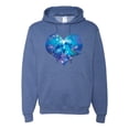 thumbnail image 1 of Wild Bobby, Cute Heart Shaped Couple Dolphins, Animal Lover, Unisex Graphic Hoodie Sweatshirt, Vintage Heather Blue, 3XL, 1 of 3