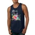 thumbnail image 1 of Wild Bobby, Cute Hearts and Flowers Blessed, Inspirational/Christian, Men Graphic Tank Top, Navy, 3XL, 1 of 3