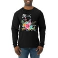 thumbnail image 1 of Wild Bobby, Cute Hearts and Flowers Blessed, Inspirational/Christian, Men Long Sleeve Shirt, Black, Small, 1 of 3