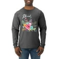 thumbnail image 1 of Wild Bobby, Cute Hearts and Flowers Blessed, Inspirational/Christian, Men Long Sleeve Shirt, Heather Black, 3XL, 1 of 3