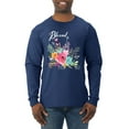thumbnail image 1 of Wild Bobby, Cute Hearts and Flowers Blessed, Inspirational/Christian, Men Long Sleeve Shirt, Navy, 3XL, 1 of 3