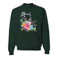 thumbnail image 1 of Wild Bobby, Cute Hearts and Flowers Blessed, Inspirational/Christian, Unisex Crewneck Graphic Sweatshirt, Forest Green, Large, 1 of 3