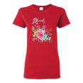 thumbnail image 1 of Wild Bobby, Cute Hearts and Flowers Blessed, Inspirational/Christian, Women Graphic Tee, Red, Large, 1 of 3