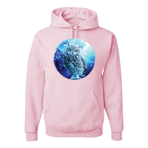 Wild Bobby, Cute Nocturnal Snow Owl Winter Fashion Graphic Hoodie Sweatshirt, Light Pink, X-Large