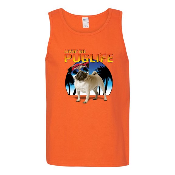 Wild Bobby, Cute Pug Life Living, Animal Lover, Men Graphic Tank Top, Orange, XX-Large