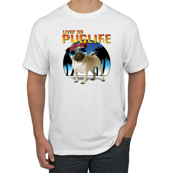 Wild Bobby, Cute Pug Life Living, Animal Lover, Men Graphic Tee, White, 3X-Large