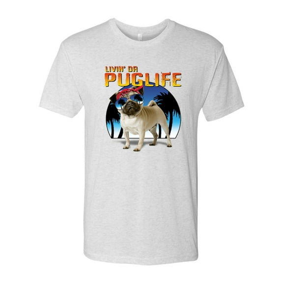 Wild Bobby, Cute Pug Life Living, Animal Lover, Men Premium Tri Blend Tee, Heather White, X-Large