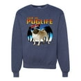 thumbnail image 1 of Wild Bobby, Cute Pug Life Living, Animal Lover, Unisex Crewneck Graphic Sweatshirt, Vintage Heather Navy, X-Large, 1 of 4