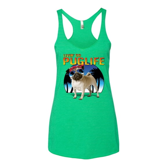 Wild Bobby, Cute Pug Life Living, Animal Lover, Women Tri-Blend Racerback Tank Top, Envy, Large