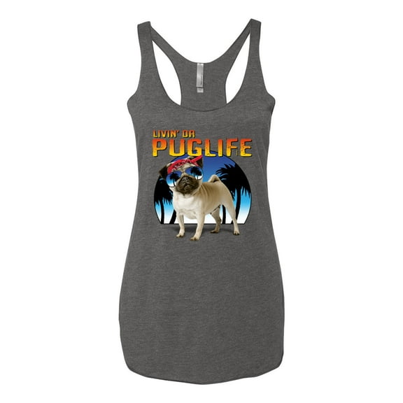 Wild Bobby, Cute Pug Life Living, Animal Lover, Women Tri-Blend Racerback Tank Top, Premium Heather, X-Large