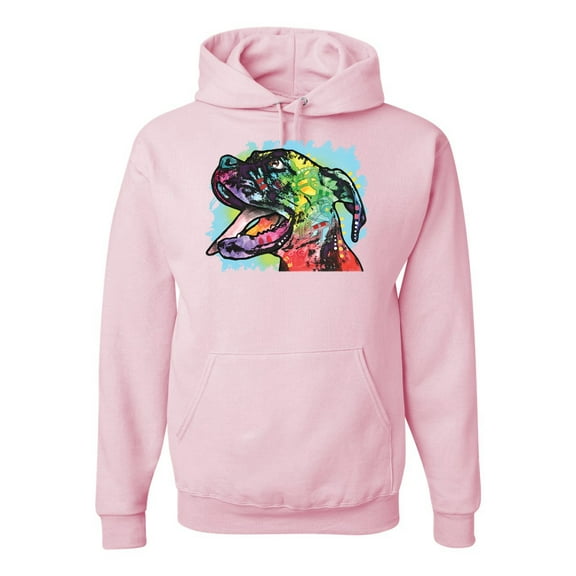 Wild Bobby, Cute Rainbow Neon Doberman Dog Lover Unisex Graphic Hoodie Sweatshirt, Light Pink, 2XL