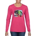 thumbnail image 1 of Wild Bobby, Cute Rainbow Neon Doberman Dog Lover Womens Graphic Long Sleeve T-Shirt, Fuschia, X-Large, 1 of 3