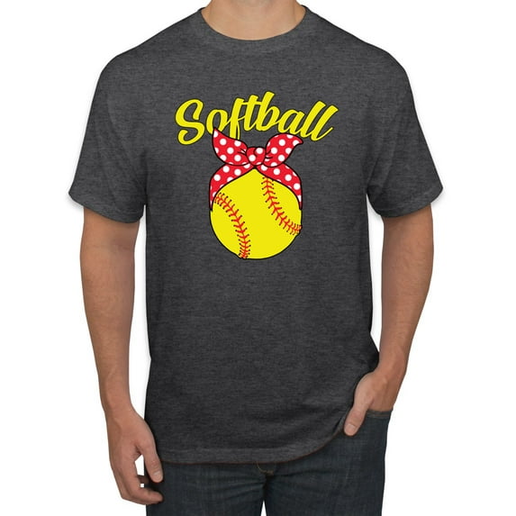 Wild Bobby, Cute Ribbon Bow Softball Mom Gift, Mother's Day, Men Graphic T-Shirt, Heather Black, 2XL