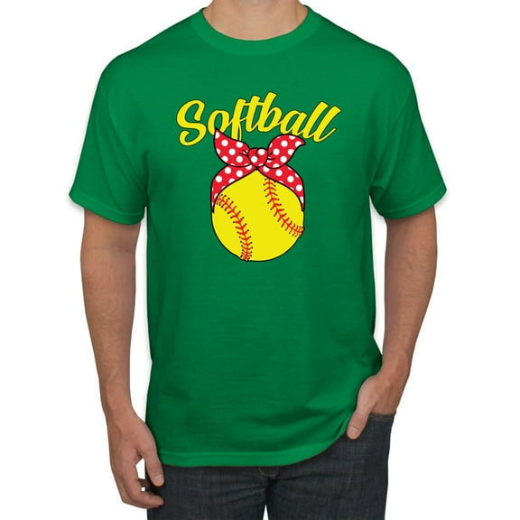 Wild Bobby, Cute Ribbon Bow Softball Mom Gift, Mother's Day, Men Graphic T-Shirt, Kelly, Medium