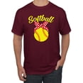 thumbnail image 1 of Wild Bobby, Cute Ribbon Bow Softball Mom Gift, Mother's Day, Men Graphic T-Shirt, Maroon, X-Large, 1 of 3