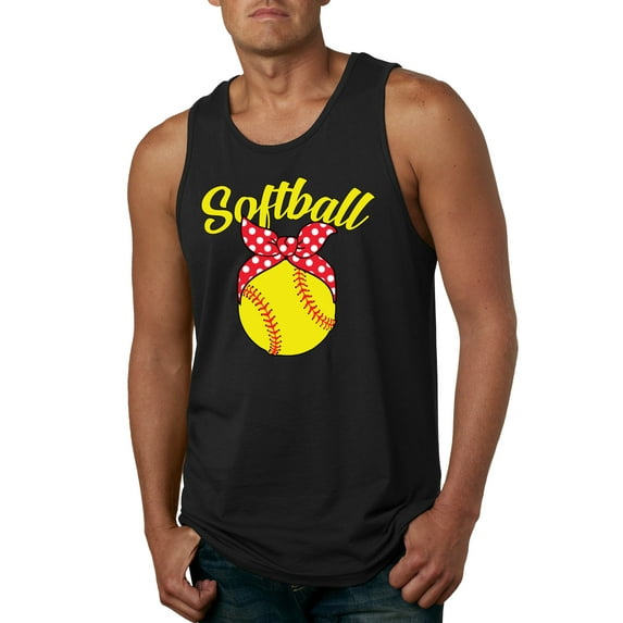 Wild Bobby, Cute Ribbon Bow Softball Mom Gift, Mother's Day, Men Graphic Tank Top, Black, X-Large