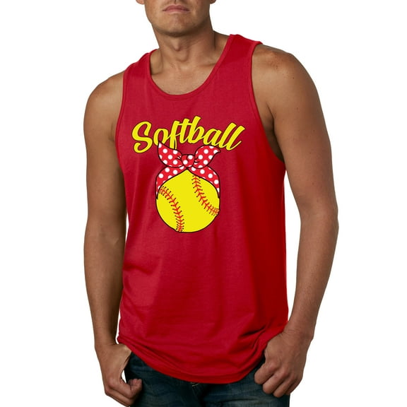 Wild Bobby, Cute Ribbon Bow Softball Mom Gift, Mother's Day, Men Graphic Tank Top, Red, Medium