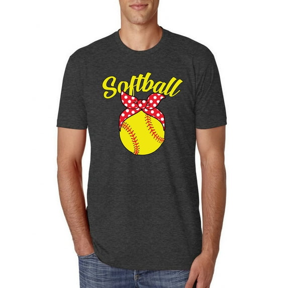 Wild Bobby, Cute Ribbon Bow Softball Mom Gift, Mother's Day, Men Premium Tri Blend T-Shirt, Vintage Black, 2XL