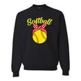 thumbnail image 1 of Wild Bobby, Cute Ribbon Bow Softball Mom Gift, Mother's Day, Unisex Crewneck Graphic Sweatshirt, Black, Small, 1 of 3