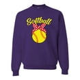 thumbnail image 1 of Wild Bobby, Cute Ribbon Bow Softball Mom Gift, Mother's Day, Unisex Crewneck Graphic Sweatshirt, Purple, Large, 1 of 3