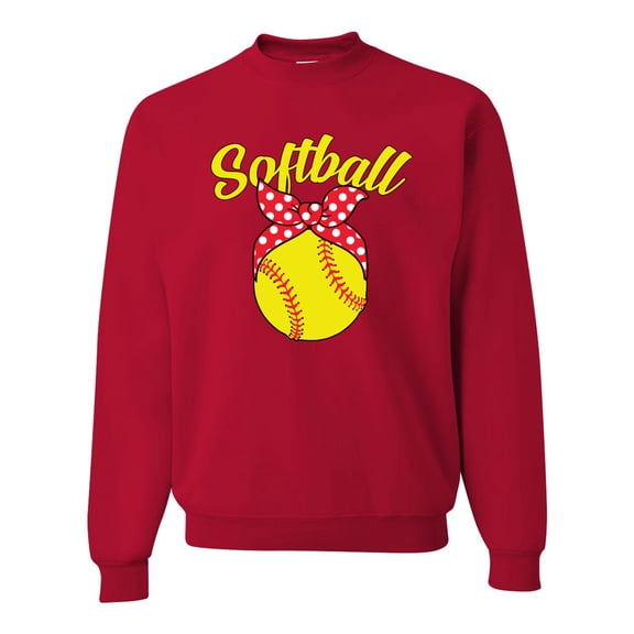 Wild Bobby, Cute Ribbon Bow Softball Mom Gift, Mother's Day, Unisex Crewneck Graphic Sweatshirt, Red, X-Large