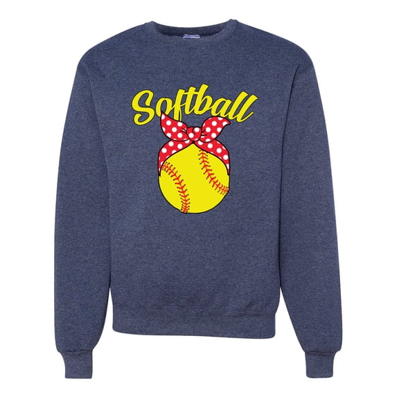 Wild Bobby, Cute Ribbon Bow Softball Mom Gift, Mother's Day, Unisex Crewneck Graphic Sweatshirt, Vintage Heather Navy, 2XL
