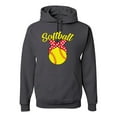 thumbnail image 1 of Wild Bobby, Cute Ribbon Bow Softball Mom Gift, Mother's Day, Unisex Graphic Hoodie Sweatshirt, Charcoal, Medium, 1 of 3
