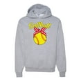 thumbnail image 1 of Wild Bobby, Cute Ribbon Bow Softball Mom Gift, Mother's Day, Unisex Graphic Hoodie Sweatshirt, Heather Grey, X-Large, 1 of 3