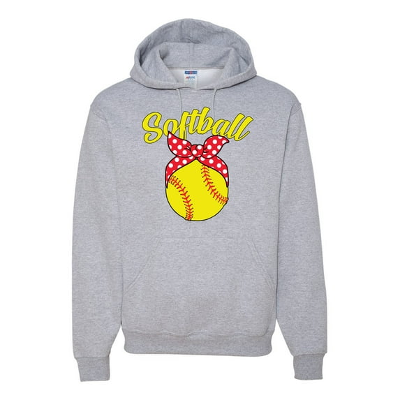 Wild Bobby, Cute Ribbon Bow Softball Mom Gift, Mother's Day, Unisex Graphic Hoodie Sweatshirt, Heather Grey, X-Large